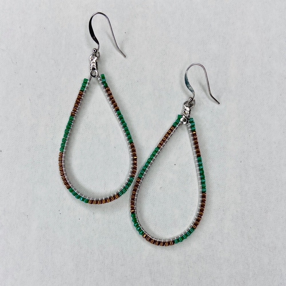 HANDMADE Open Hoop Boho Beaded Earrings